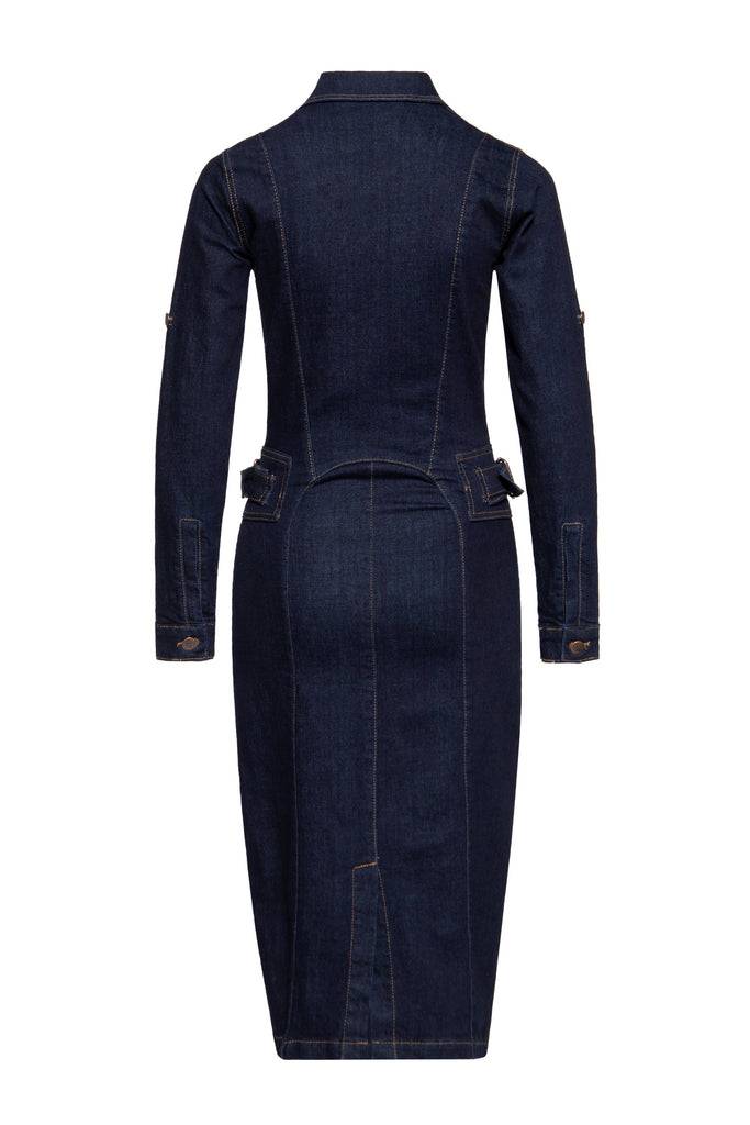 Queen Kerosin Denim Workwear Pencil Kleid Super Rabatt