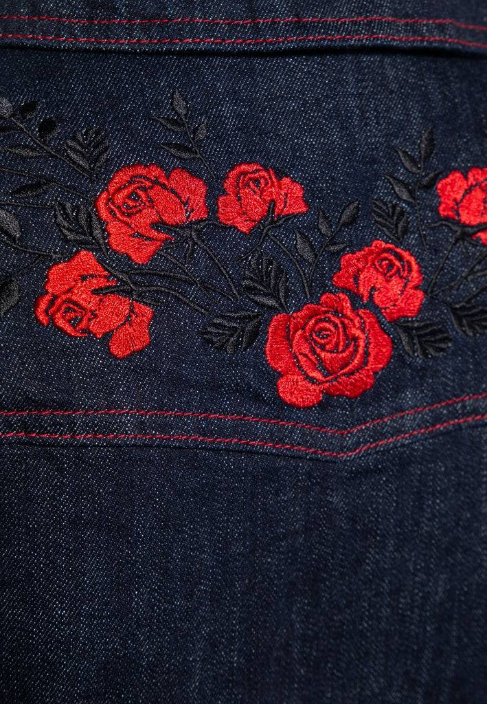 Queen Kerosin Western Pencil Kleid «Roses» Clearance-Verkauf