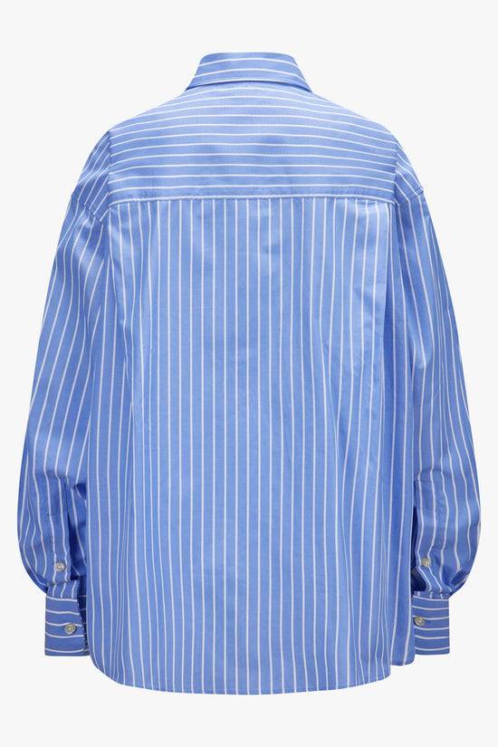 Soluzione Gestreifte Hemdbluse mit gerundetem Saum Neueste Stile