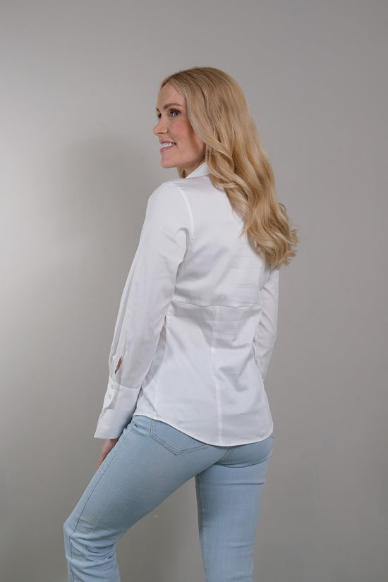 Soluzione Schmale Bluse mit großer Manschette und Korsett-Form an der Taille Weihnachtsangebot