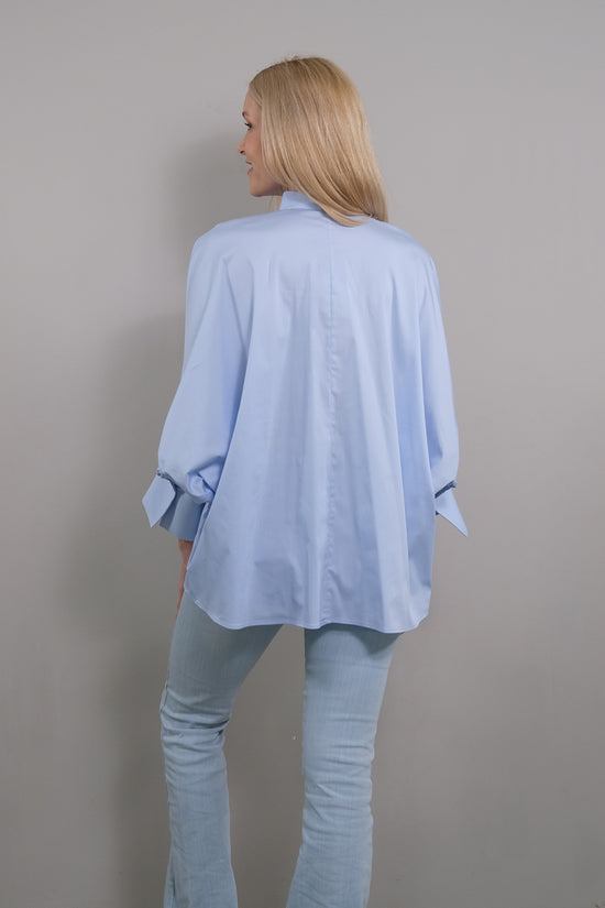Soluzione Bluse mit 7/8 Ballonärmel Bianca Super Sparpreis