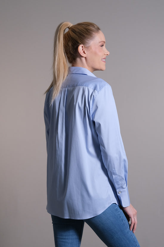 Soluzione Hemdbluse mit großem Kragen und Brusttasche Bis zu 65% Rabatt