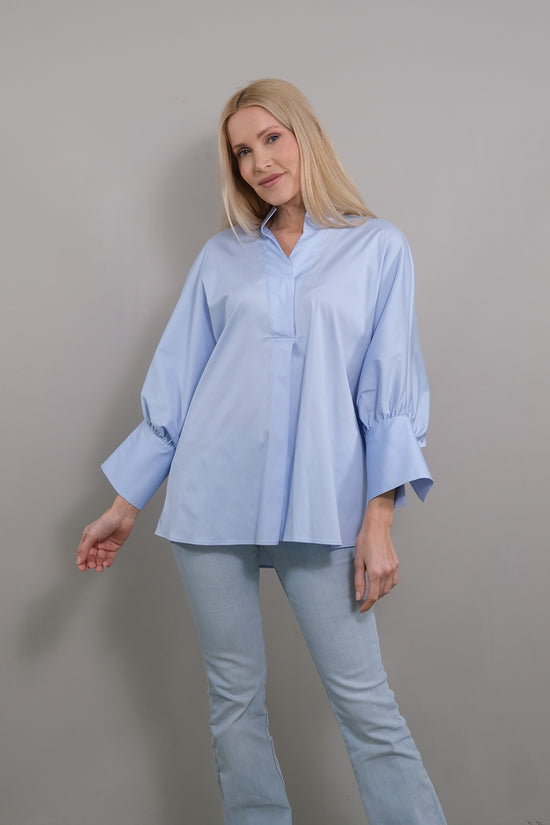 Soluzione Bluse mit 7/8 Ballonärmel Bianca Weihnachtsangebot