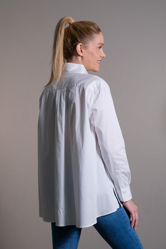 Soluzione Bluse in H-Form mit Stehkragen und Quetschfalte am Rücken Bestseller