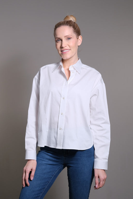 Soluzione Verkürzte Hemdbluse mit VKL und Rückenfalte Tägliche Deals
